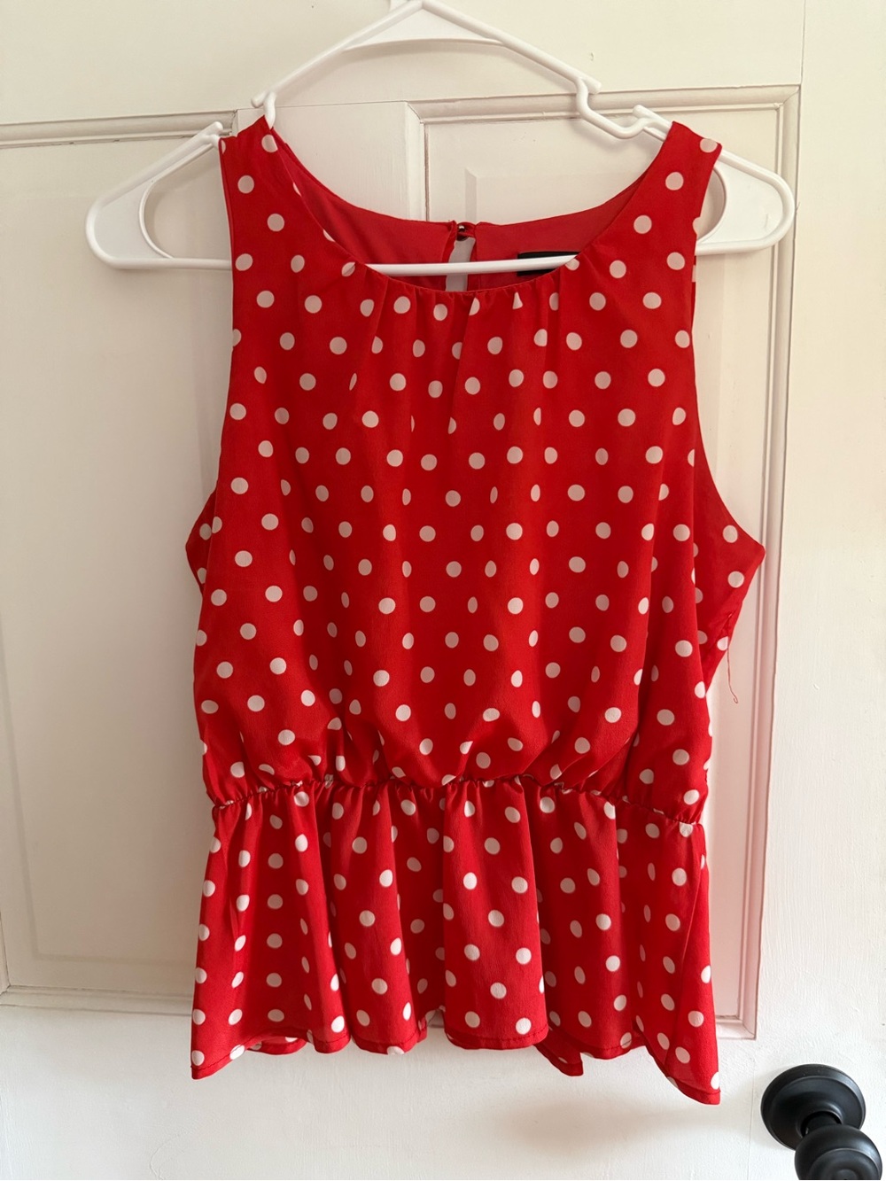 Kohl's Red Polka Dot Peplum Tank Top